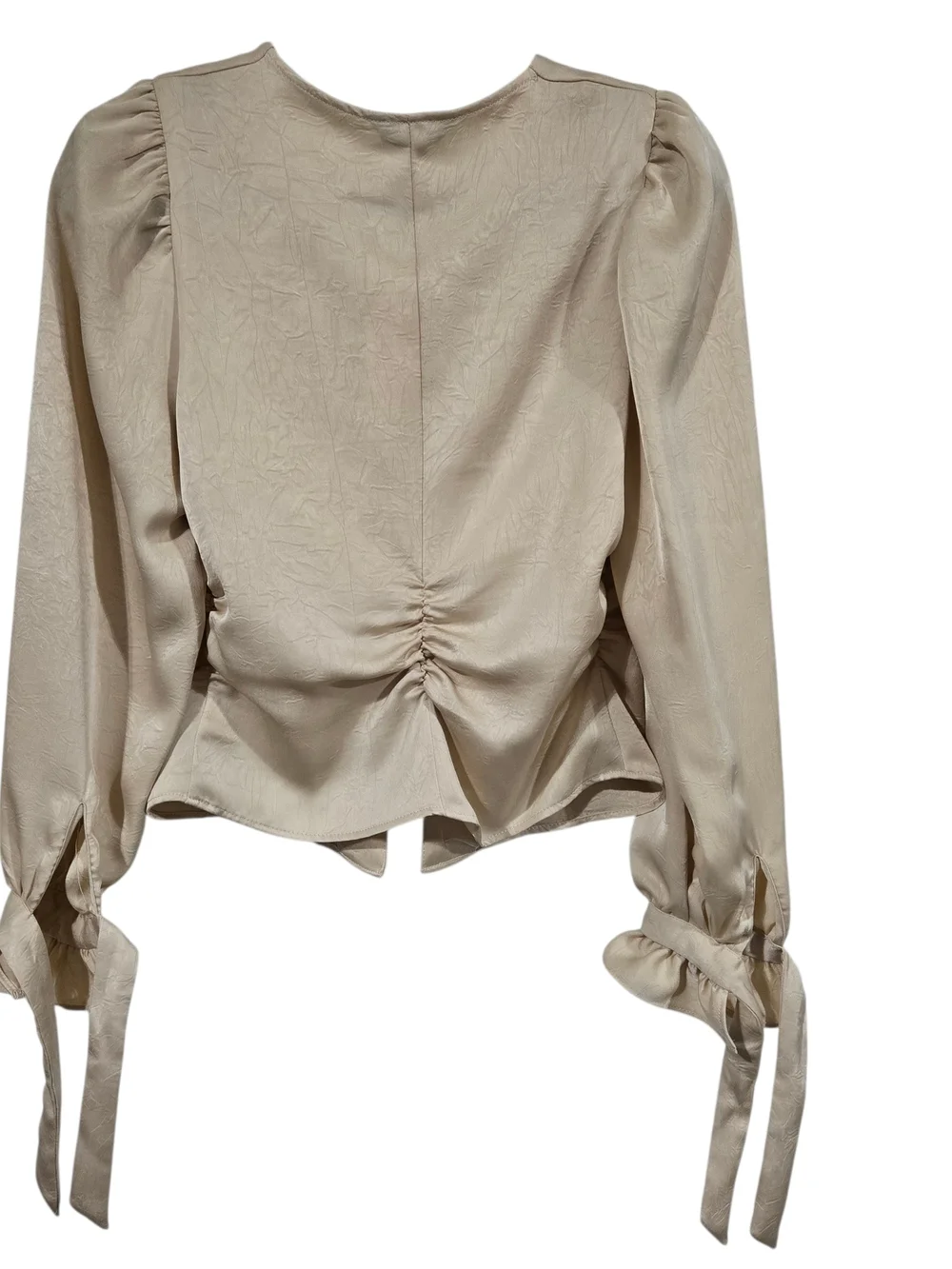 Zara Cream Button-Front Long Sleeve Blouse